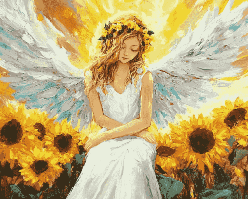 Sunflower Angel Vintage Diamond Painting