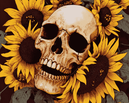 Sunflower Skull Diamond Painting