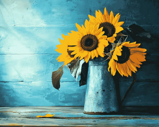 Sunflower Table Blossoms Diamond Painting