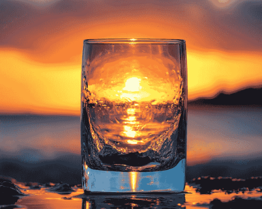 Sunset Seascape Glass Diamond Painting