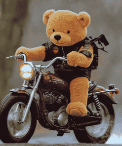 Teddy Bear Riding Bike Diamond Painting