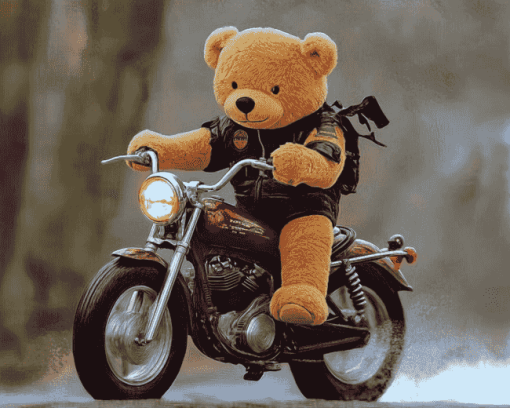 Teddy Bear Riding Bike Diamond Painting