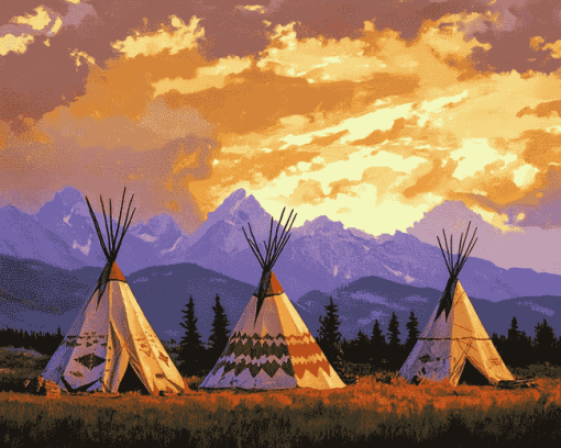 Teepees and Landscapes Diamond Painting