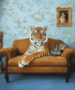 Tiger Resting on Sofa Diamond Painting