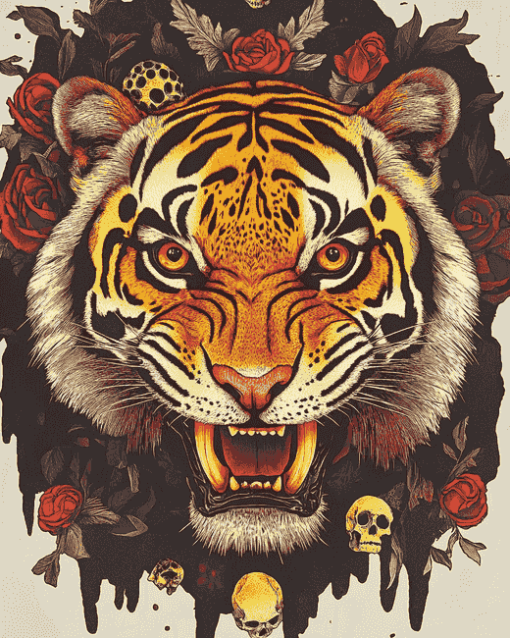 Tiger and Skull Diamond Painting