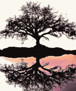 Tree Silhouette Scenery Diamond Painting