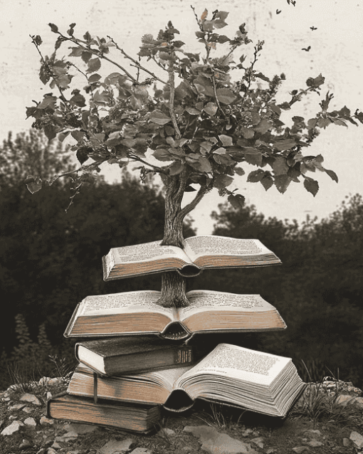 Trees and Books Nature Diamond Painting