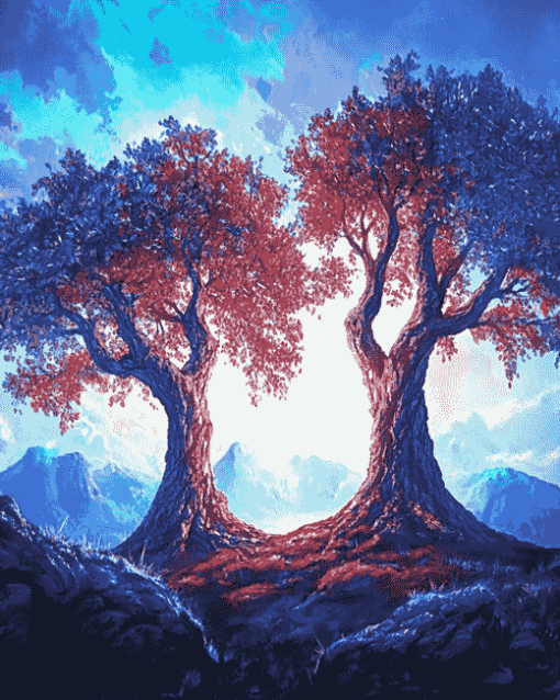 Twins Tree Anime Diamond Painting