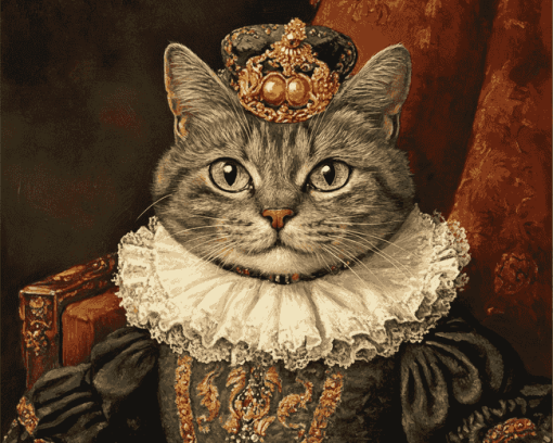 Victorian Cat Art Diamond Painting