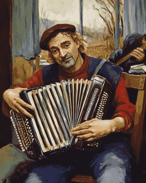 Vintage Accordion Musician Diamond Painting