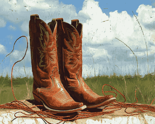 Vintage Cowboy Boots Diamond Painting