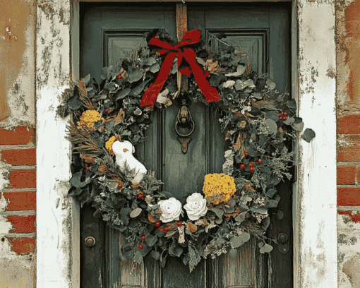 Vintage Door Wreaths Diamond Painting