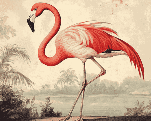 Vintage Flamingo Bird Diamond Painting