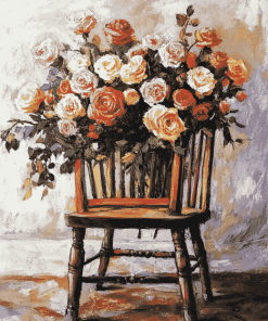 Vintage Flowers On Chair Diamond Painting