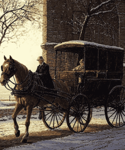 Vintage Horse Carriages Diamond Painting