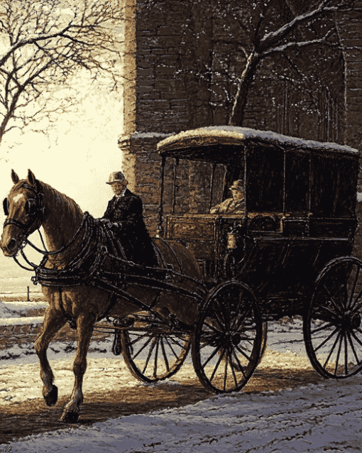 Vintage Horse Carriages Diamond Painting