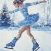 Vintage Ice Skating Girl Diamond Painting