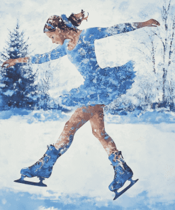 Vintage Ice Skating Girl Diamond Painting