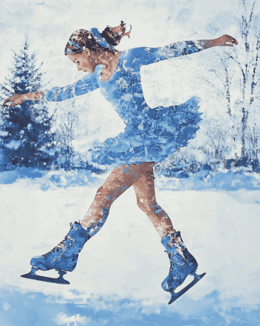 Vintage Ice Skating Girl Diamond Painting