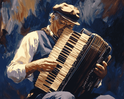 Vintage Musician Accordion Diamond Painting