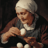 Vintage Old Lady and Eggs Diamond Painting