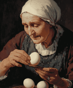 Vintage Old Lady and Eggs Diamond Painting