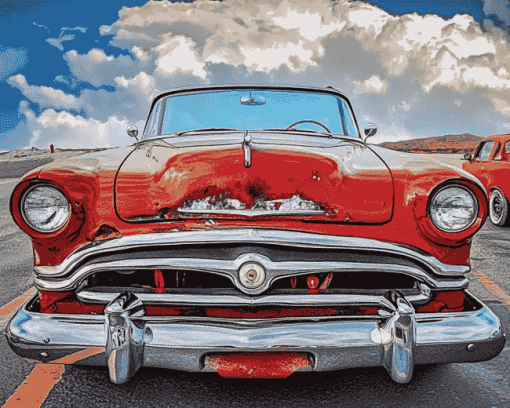 Vintage Red Mercury Car Diamond Painting