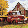 Vintage Red Truck Barn Diamond Painting