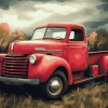 Vintage Red Truck Diamond Painting