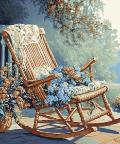 Vintage Rocking Chair with Flowers Diamond Painting