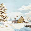 Vintage Snowy Houses Diamond Painting