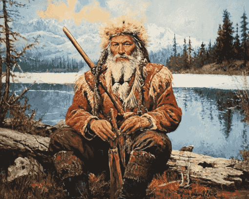 Vintage Trapper Scene Diamond Painting