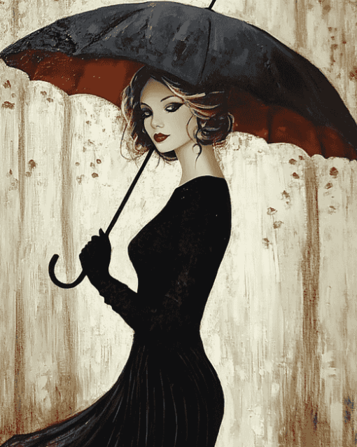 Vintage Umbrella Lady Diamond Painting