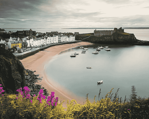 Wales Tenby Harbour Landscape Diamond Painting