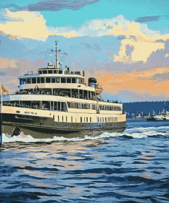 Washington Ferry Seascape Diamond Painting