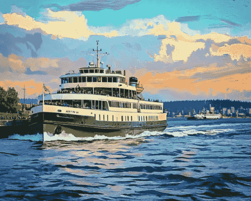 Washington Ferry Seascape Diamond Painting