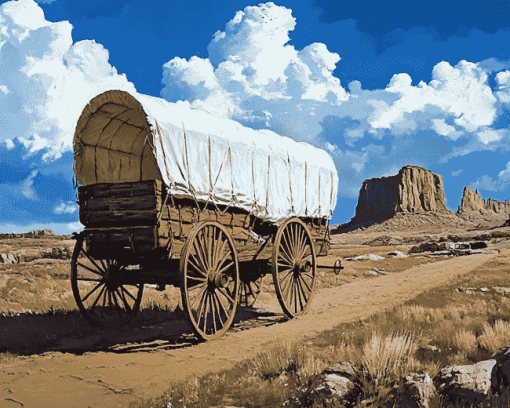 Western Wagons in Motion Diamond Painting