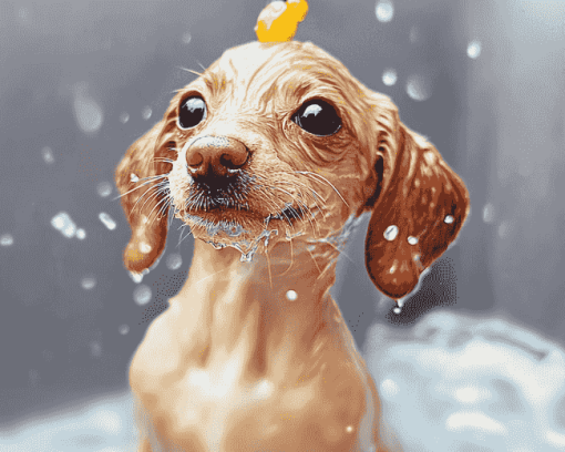 Wet Dog Delight Diamond Painting