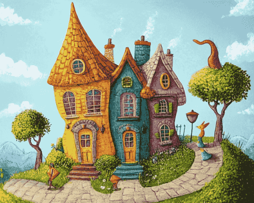 Whimsical Cartoon House Diamond Painting