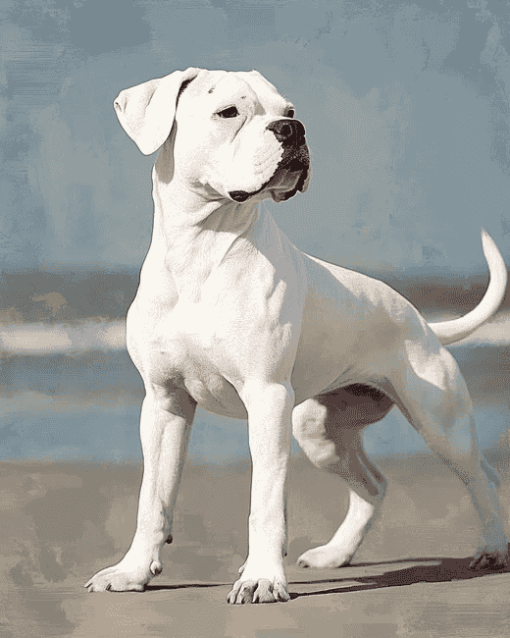 White Boxer Puppy Diamond Painting