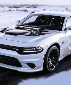 White Dodge Hellcat Muscle Car Diamond Painting