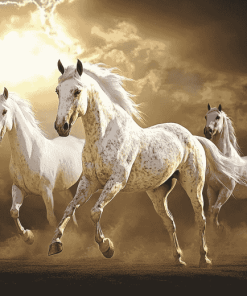 White Horses Elegance Diamond Painting