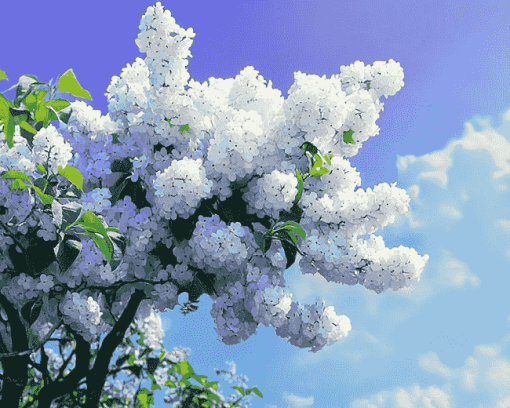 White Lilac Blossom Diamond Painting