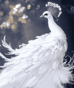 White Peacock Fantasy Diamond Painting