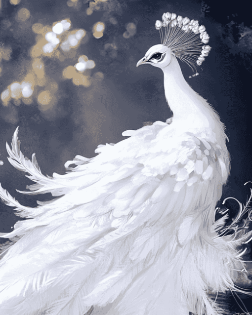 White Peacock Fantasy Diamond Painting