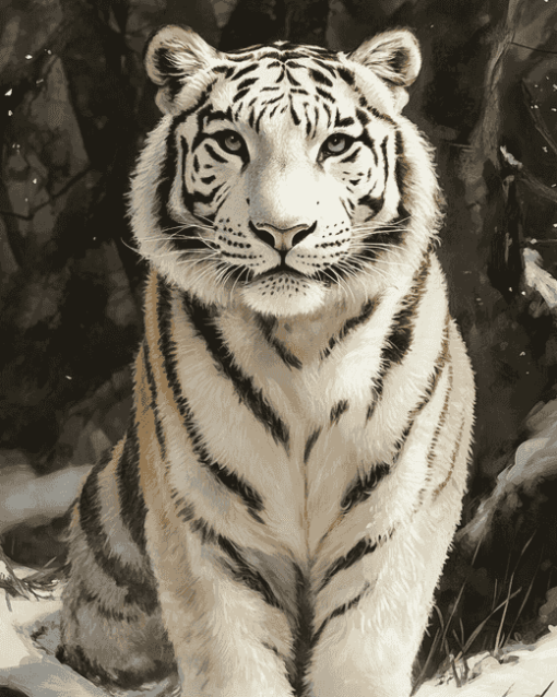 White Siberian Tiger Diamond Painting