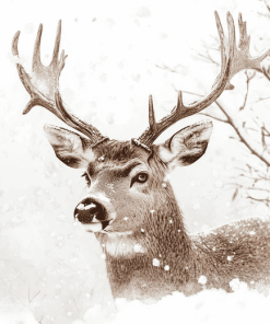 Winter Deer in Snow Diamond Painting