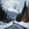 Winter Mountain Road Diamond Painting