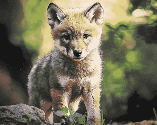 Wolf Cubs Wildlife Diamond Painting