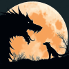 Wolf Dragon Silhouette Diamond Painting